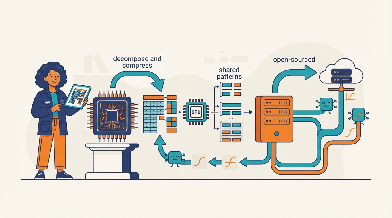 Cartoon illustration for "Researchers open-sourced a lossless lookup table compression scheme for FPGAs"