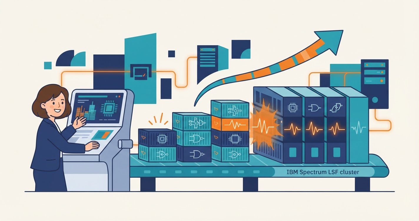 Cartoon illustration for "Researchers containerized EDA tools to boost chip simulation throughput"