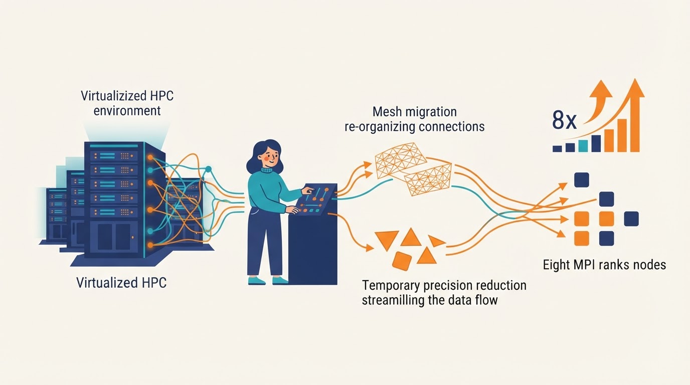 Cartoon illustration for "Researchers propose hybrid load balancer for virtualized HPC"