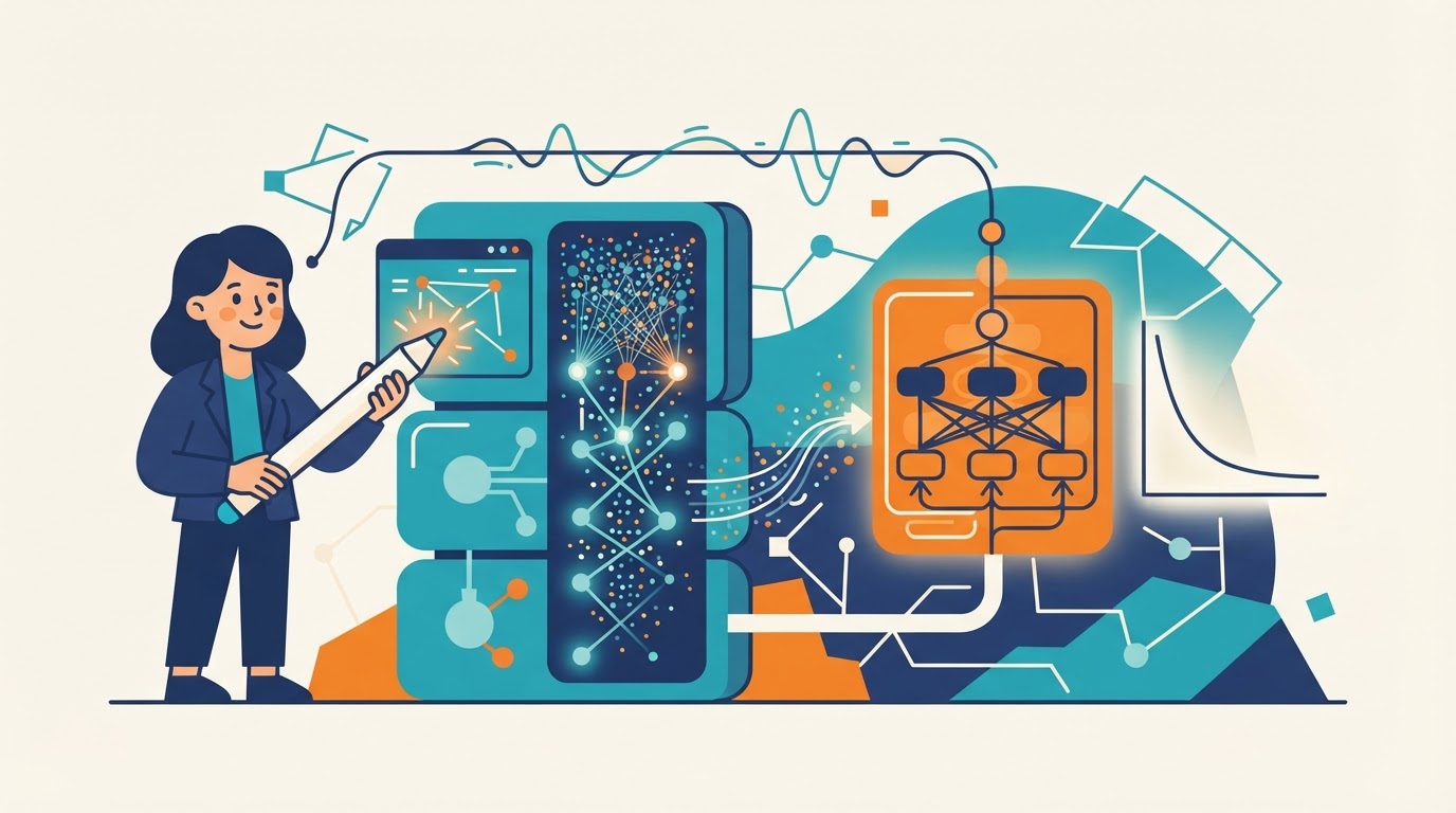 Cartoon illustration for "Researchers scaled analog in-memory AI training to 123M parameters"