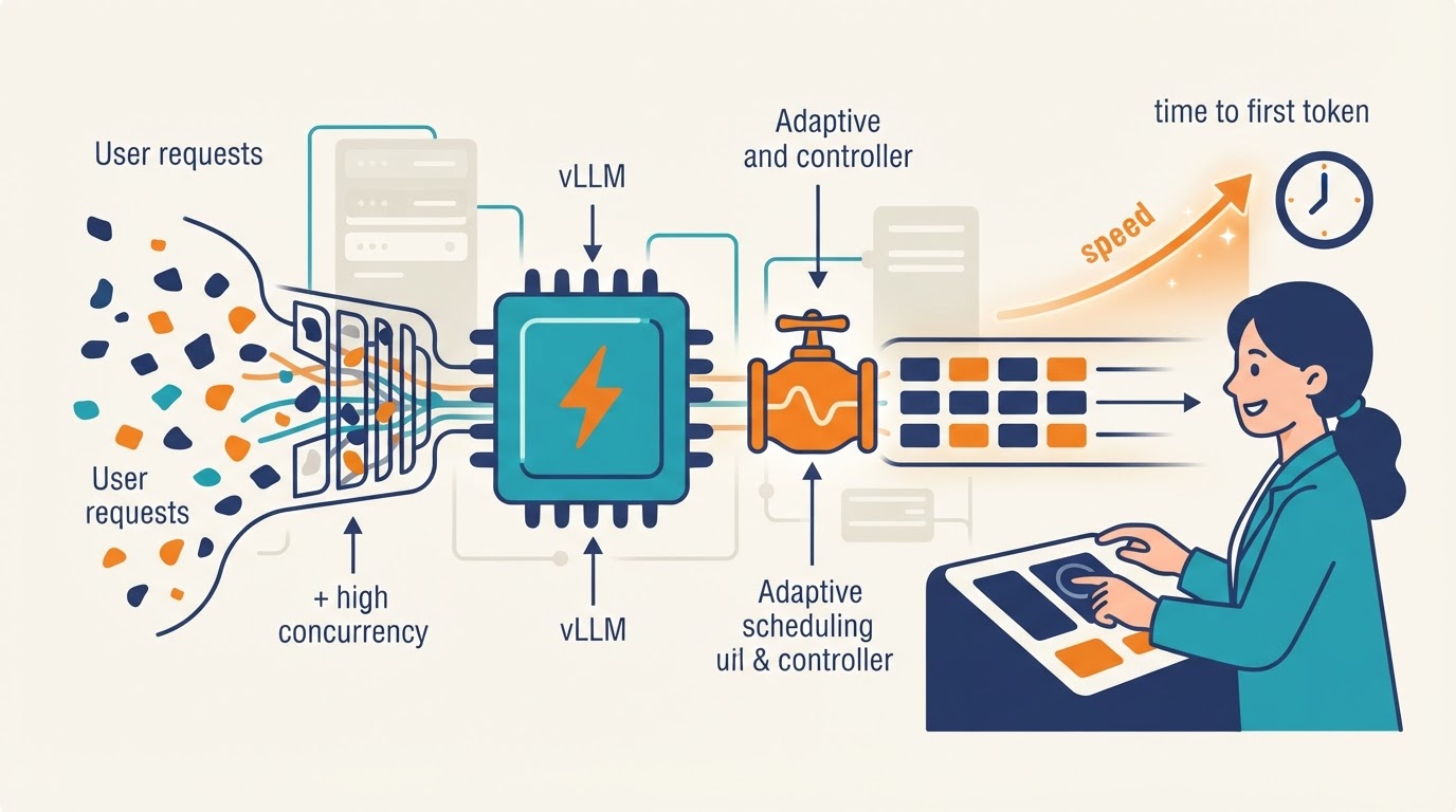 Cartoon illustration for "Researchers developed SmartBatchLLM to speed up LLM serving"