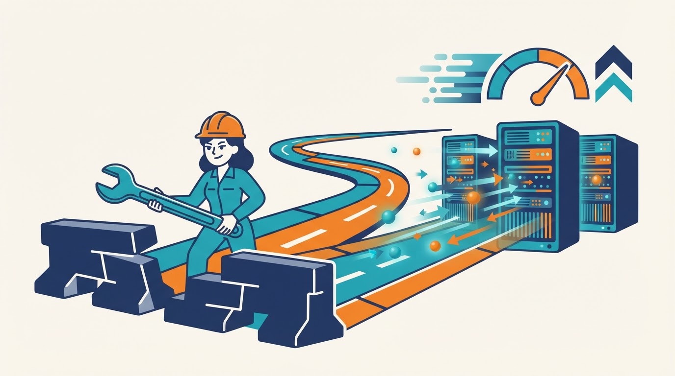Cartoon illustration for "Researchers built StreamInfer to cut MoE communication barriers"